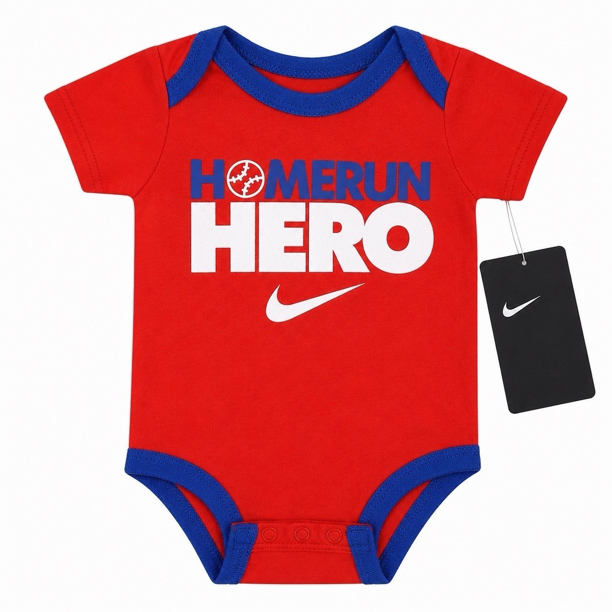 Nike Home Run Hero Baby Bodysuit Red Blue Baseball Infant Newborn 0-3m Nwt